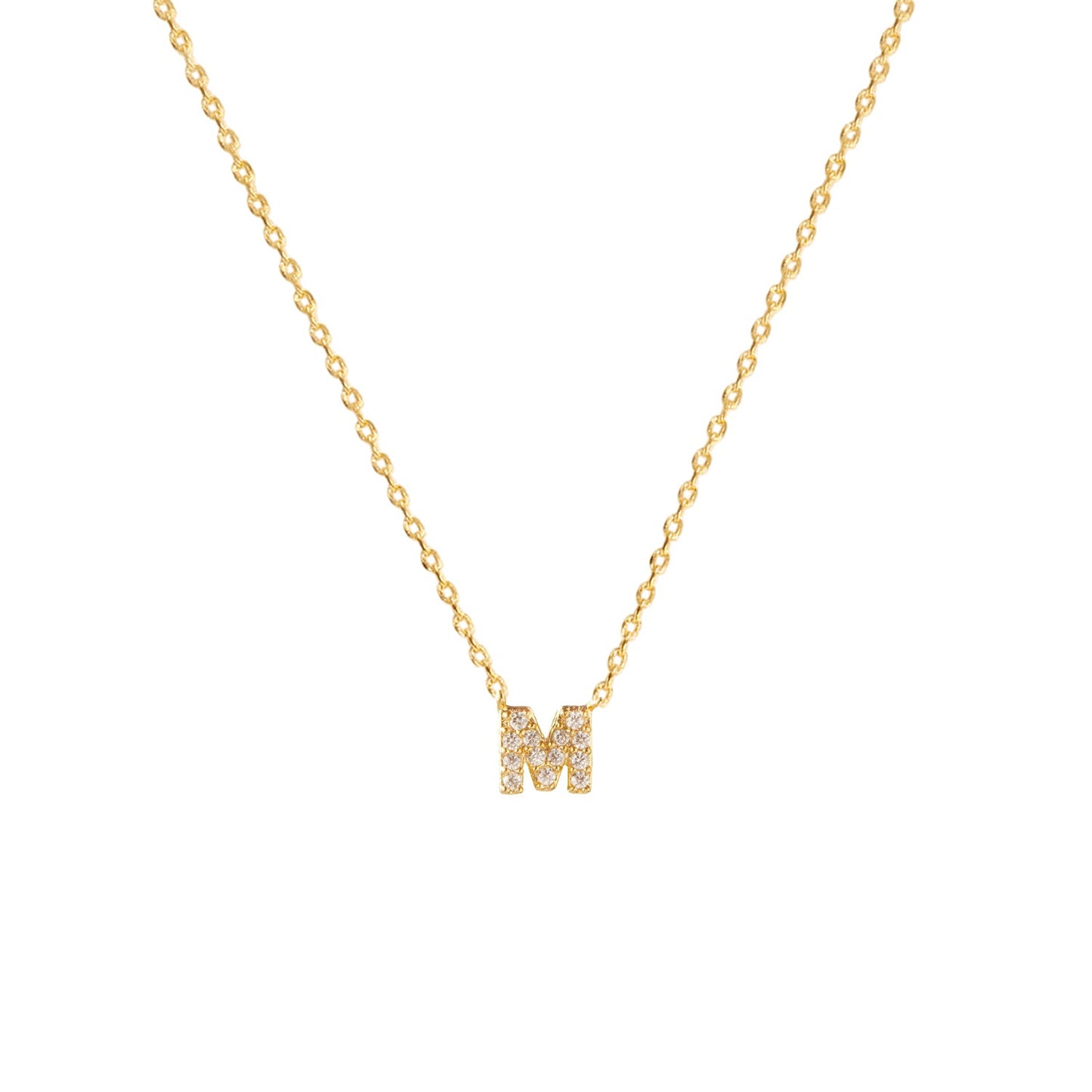 Tiny Initial Cubic Zirconia Pendant Necklace