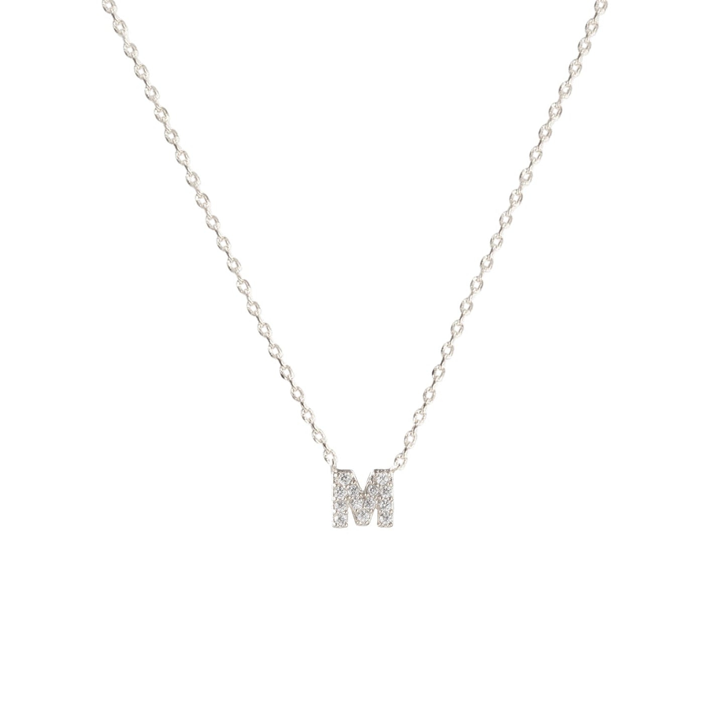 Tiny Initial Cubic Zirconia Pendant Necklace