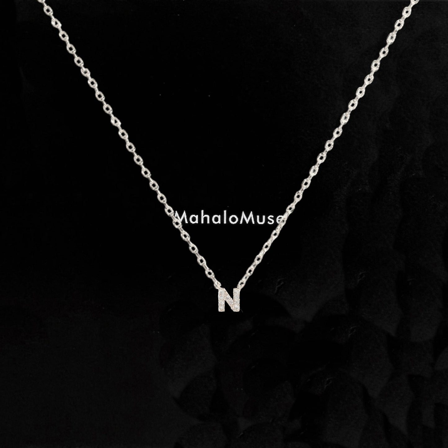 Tiny Initial Cubic Zirconia Pendant Necklace