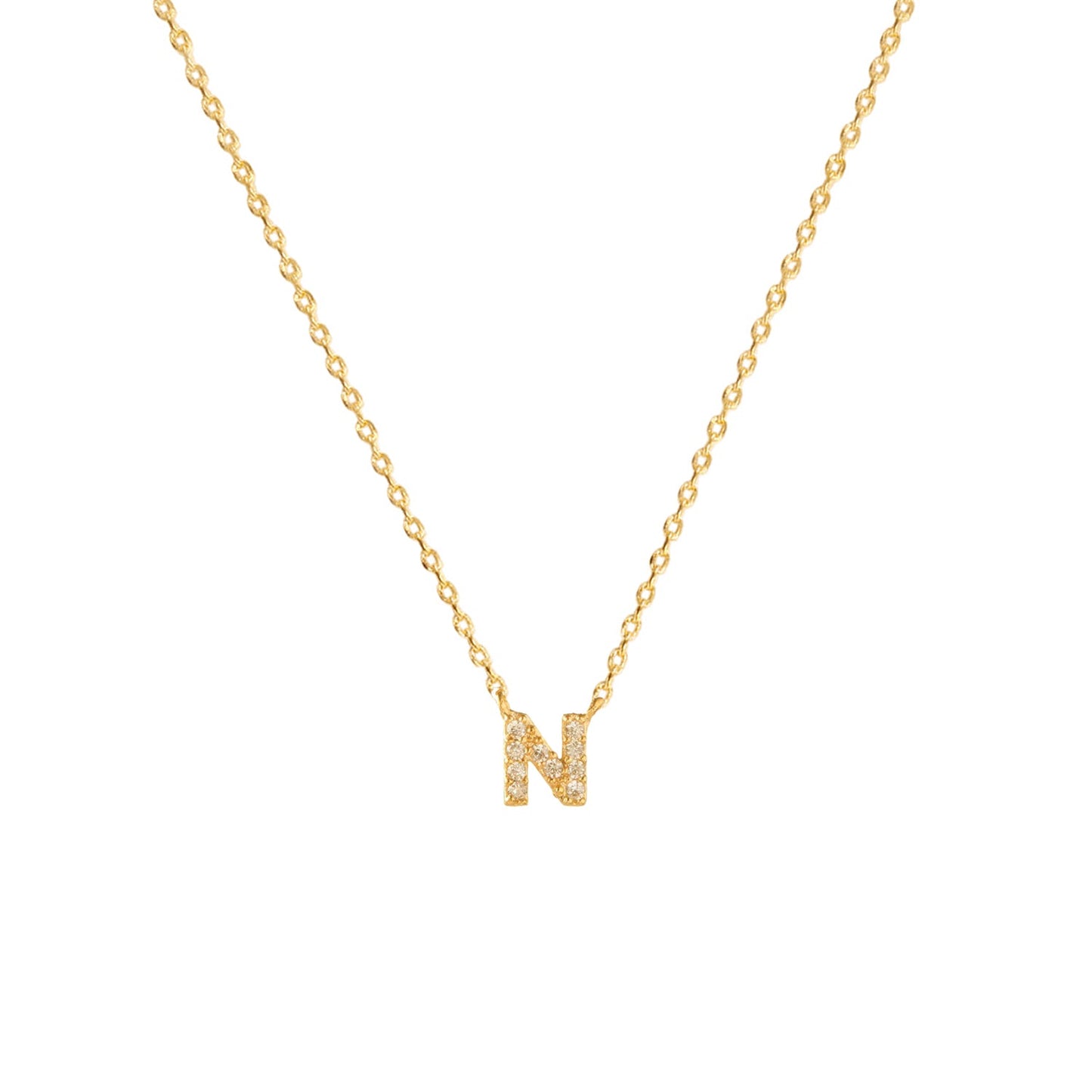 Tiny Initial Cubic Zirconia Pendant Necklace
