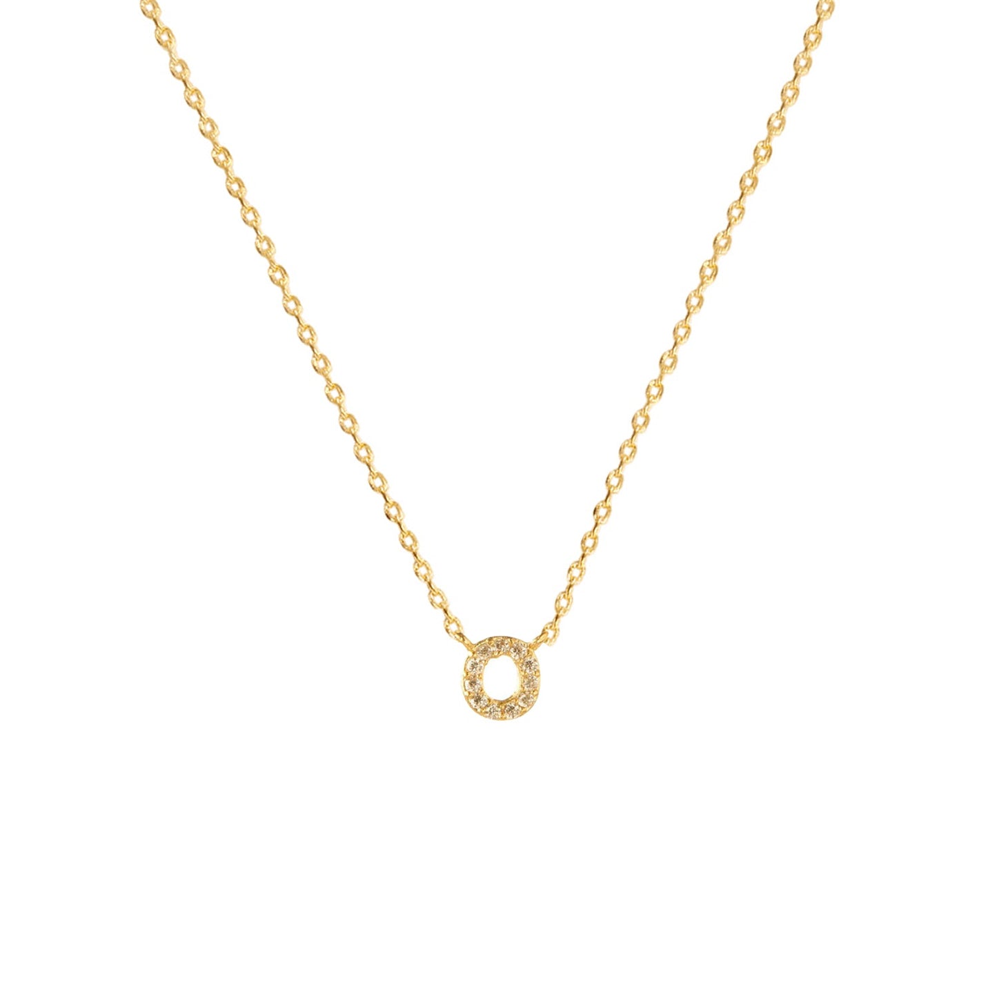 Tiny Initial Cubic Zirconia Pendant Necklace