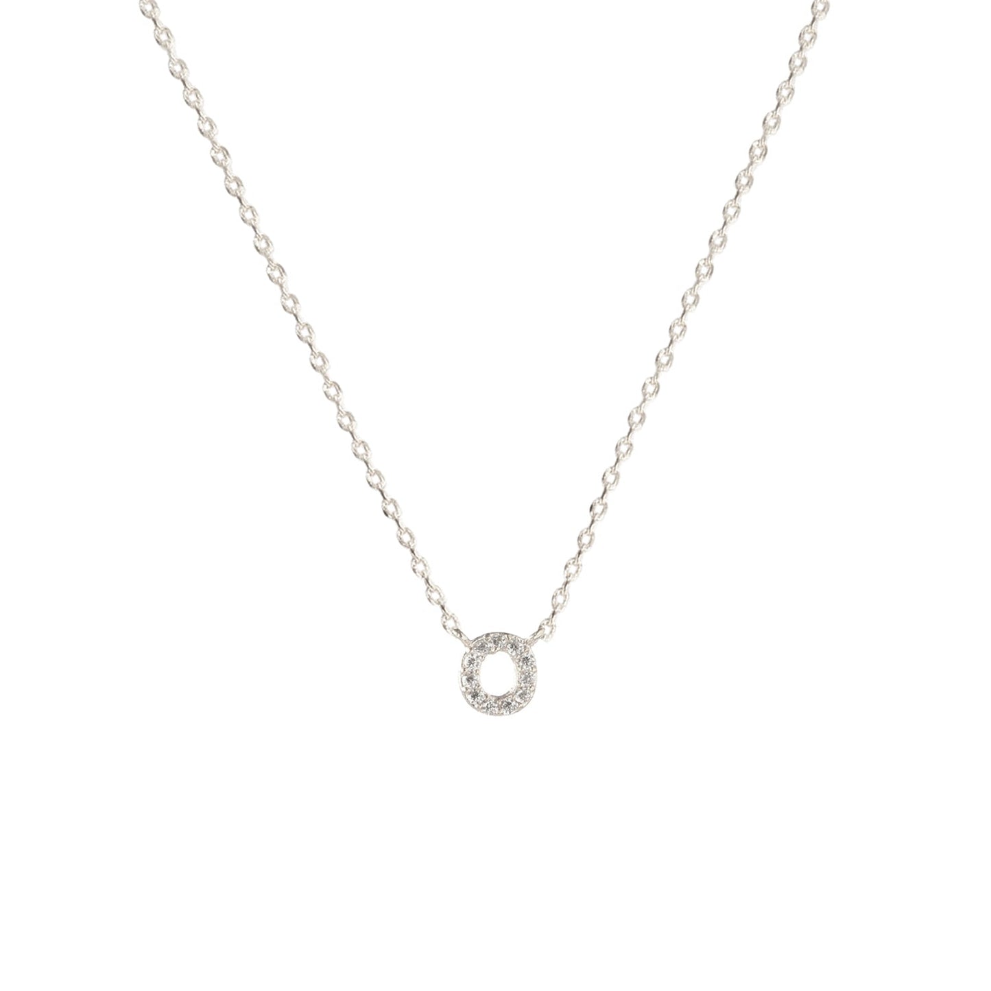 Tiny Initial Cubic Zirconia Pendant Necklace