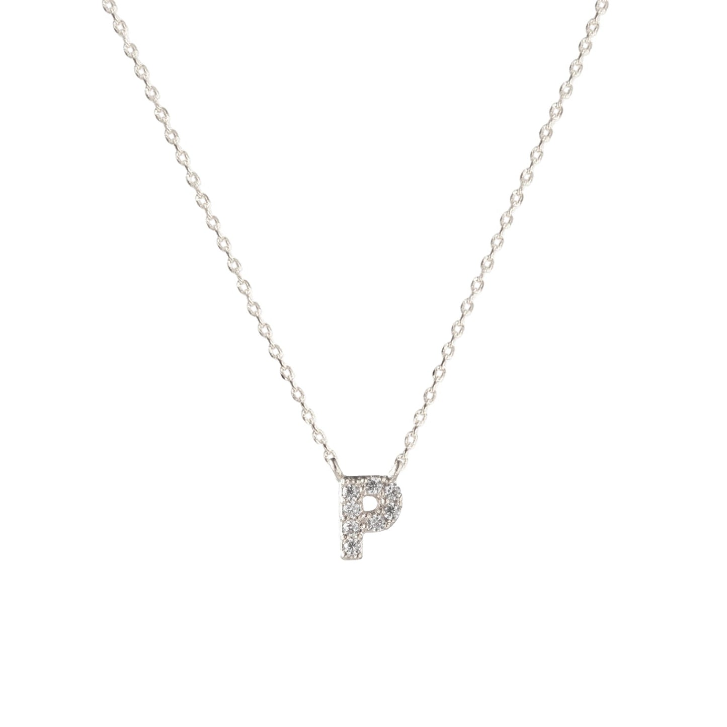 Tiny Initial Cubic Zirconia Pendant Necklace