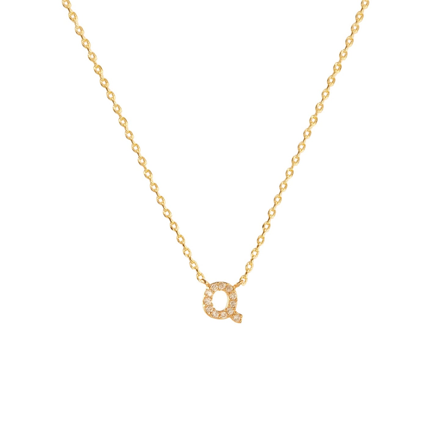 Tiny Initial Cubic Zirconia Pendant Necklace