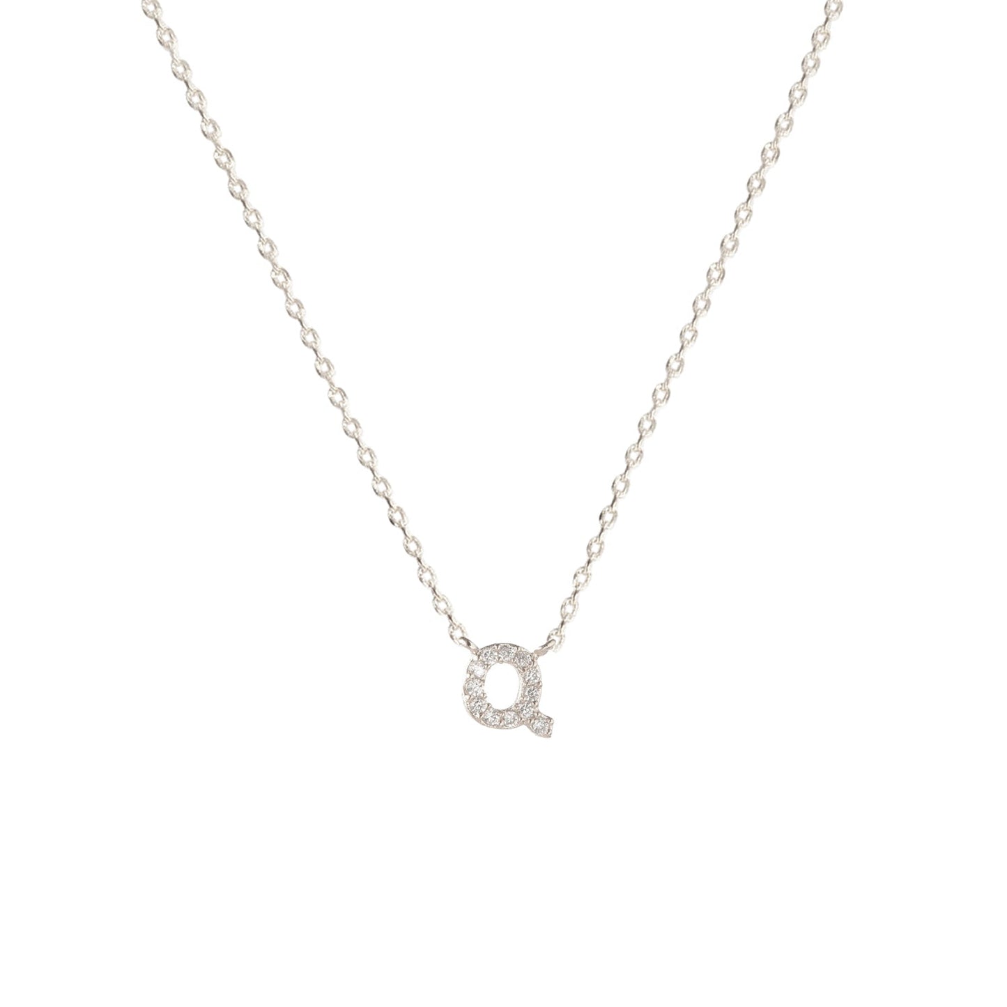 Tiny Initial Cubic Zirconia Pendant Necklace