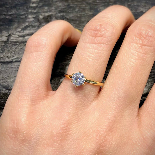 Solid 925 Silver Ring 5mm Cubic Zirconia