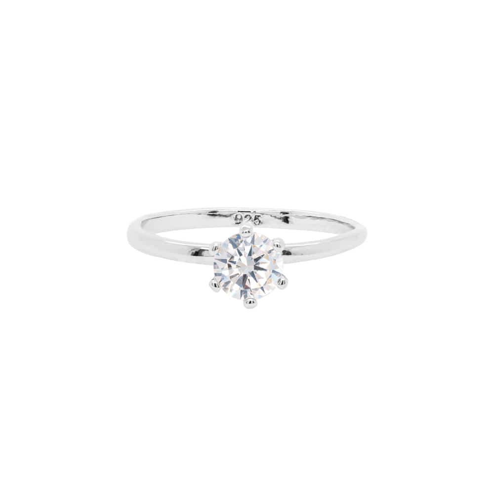 Solid 925 Silver Ring 5mm Cubic Zirconia