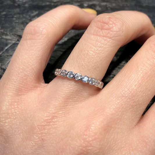 Bezel Cubic Zirconia Eternity 925 Band Ring