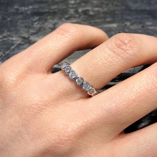 Bezel Cubic Zirconia Eternity 925 Band Ring Medium