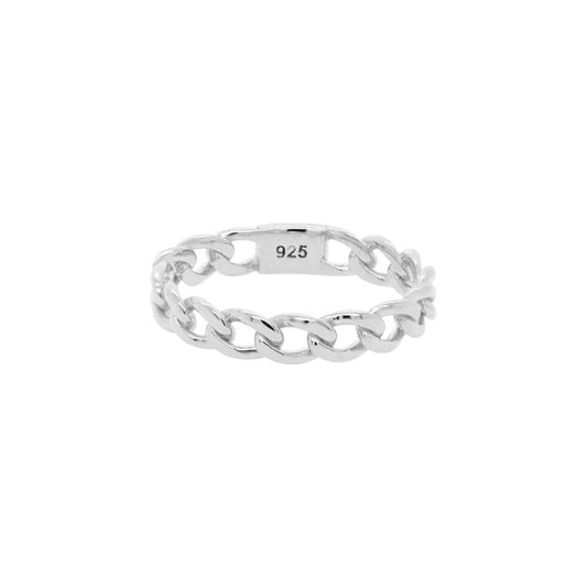 Round Linked Twist Chain Ring 925 Silver