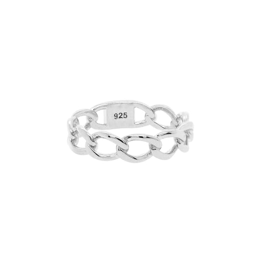 Round Linked Twist Large Chain Ring 925 Silver