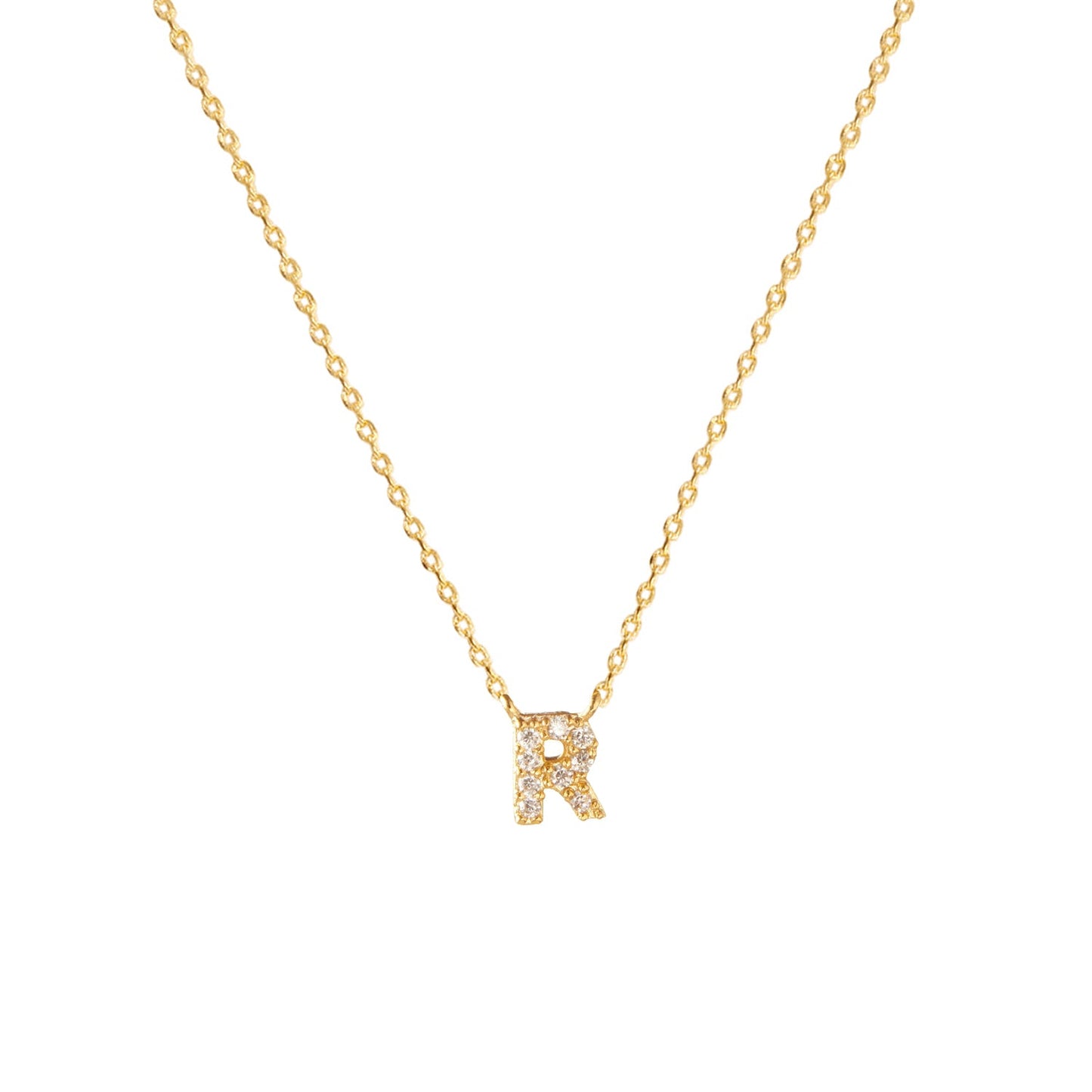 Tiny Initial Cubic Zirconia Pendant Necklace