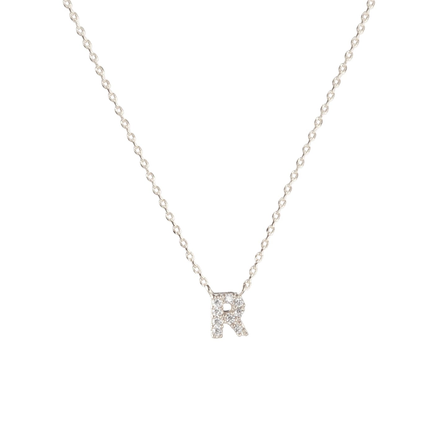 Tiny Initial Cubic Zirconia Pendant Necklace