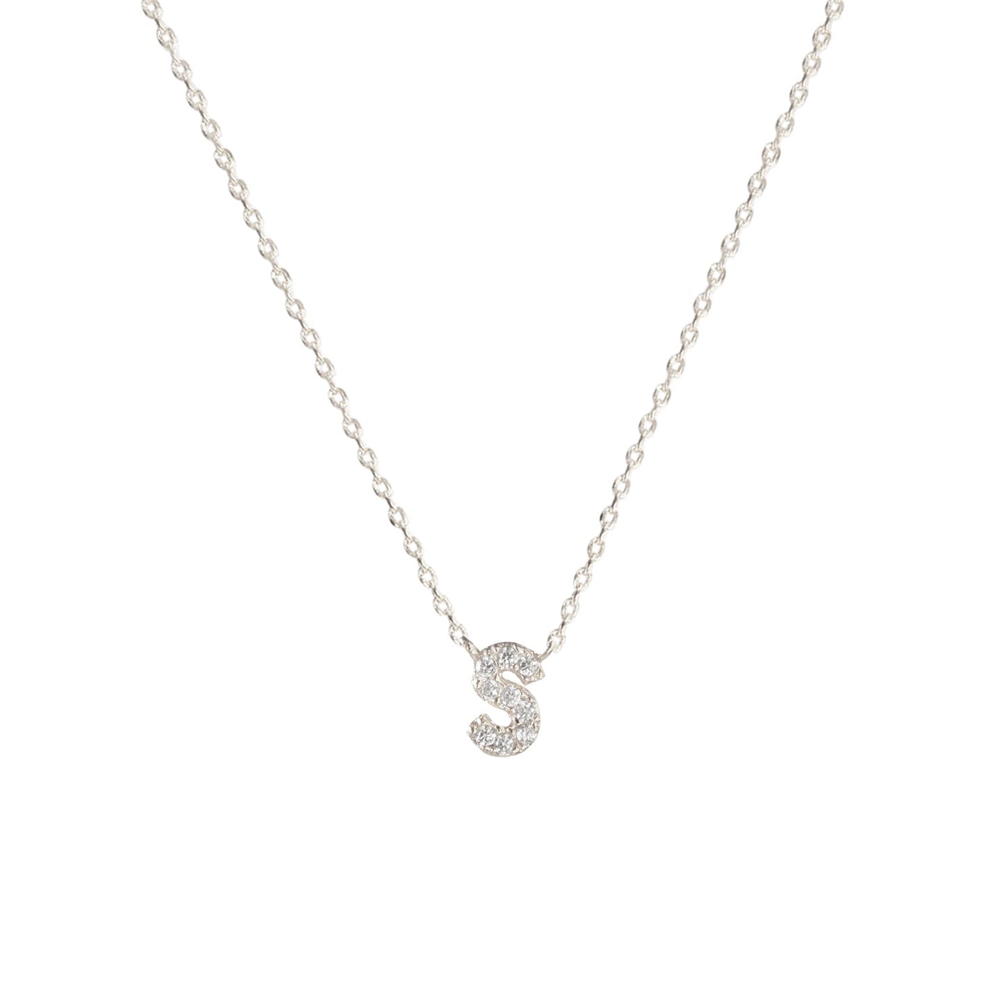 Tiny Initial Cubic Zirconia Pendant Necklace