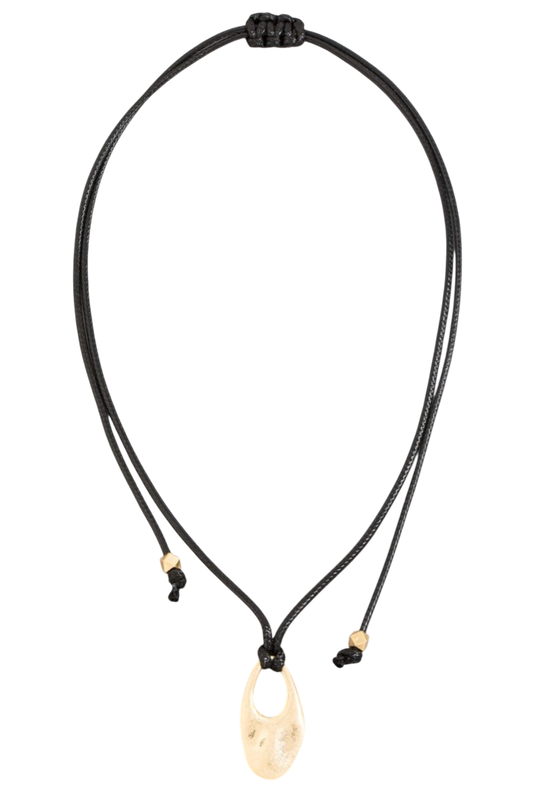 Cord Necklace with Oval Cut Out Pendant
