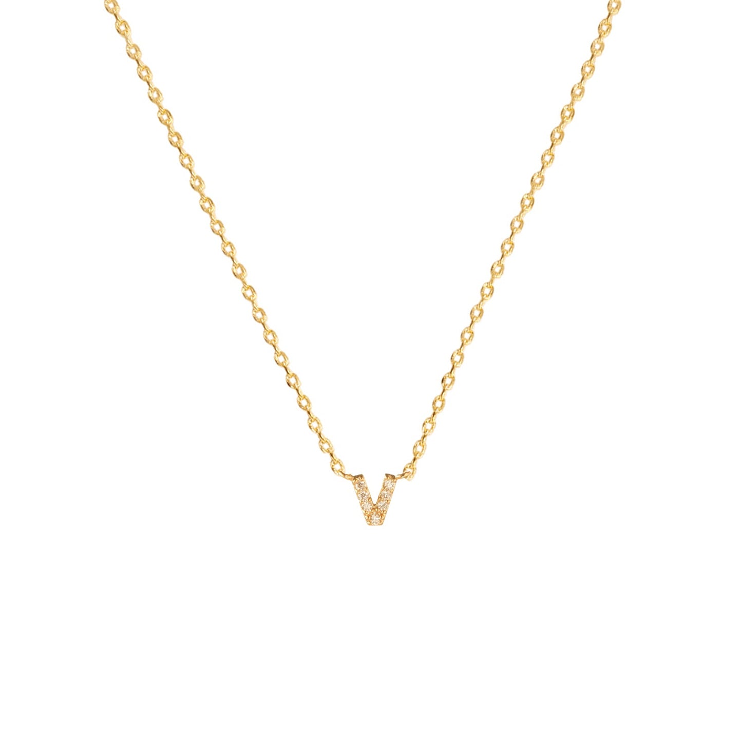 Tiny Initial Cubic Zirconia Pendant Necklace