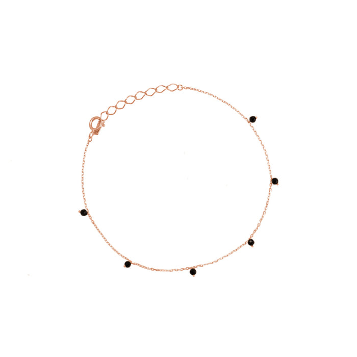 Single Mini Black Spinel Stone Station 925 Bracelet
