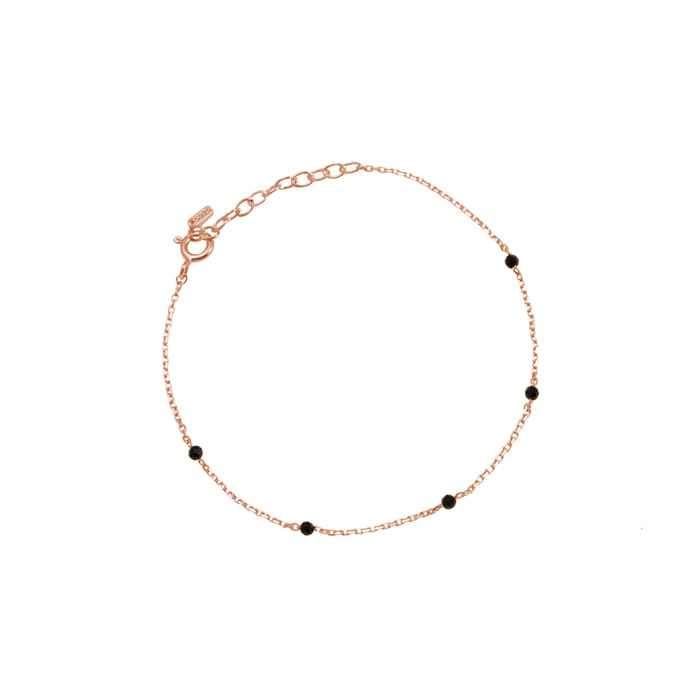 Mini Black Spinel Stone Station 925 Bracelet