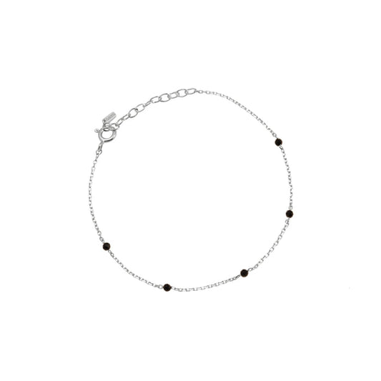 Mini Black Spinel Stone Station 925 Bracelet