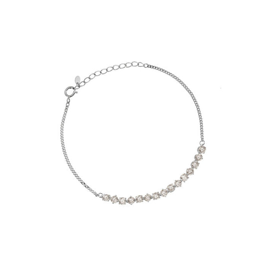 Tennis Cubic Zirconia Chain Bracelet 925 Silver