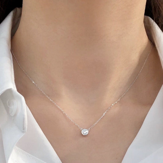 CZ Bezel 4mm Stud Standard Chain Necklace