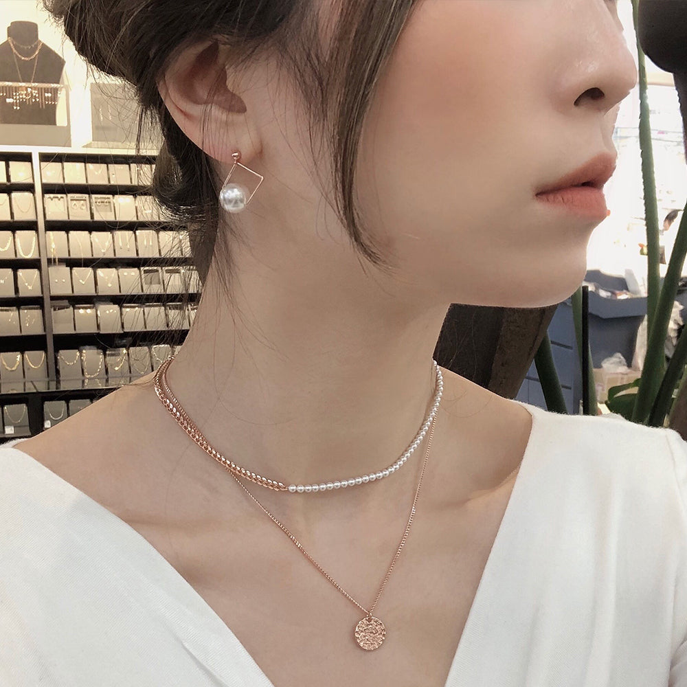 Medallion Coin Disc Charm Vine Chain Necklace