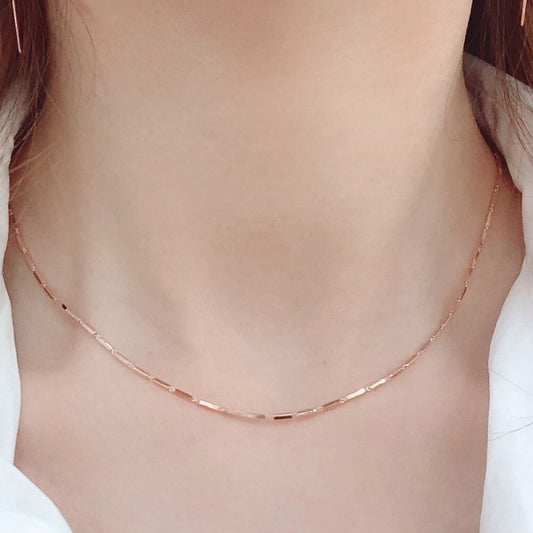 String Bar Round Chain Solid 925 Silver Necklace