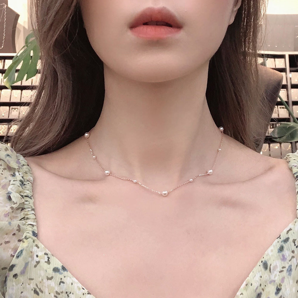 Freshwater Pearl Station Chain Necklace Medium