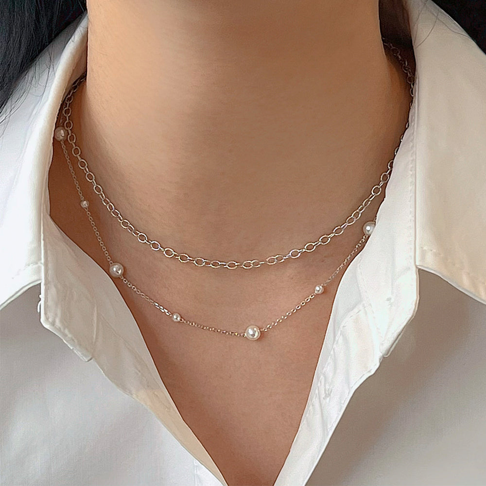 Freshwater Pearl Station Chain Necklace Medium
