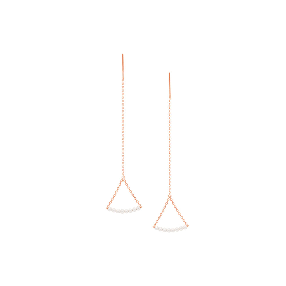 Thread Triangle Mini Pearl Chain Earrings