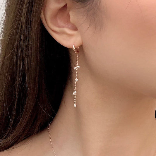 Long Thread Freshwater Pearl Chain Earrings