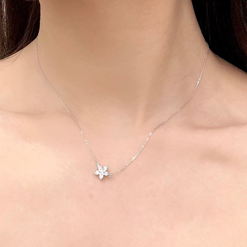 Five Leaves Flower CZ Necklace