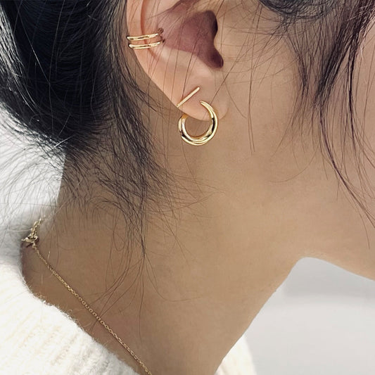 Geometric Twist Round Push back Stud Earrings