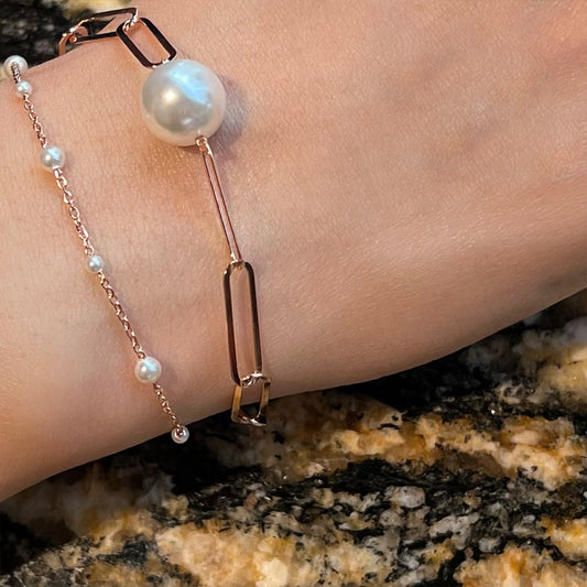 Mini Freshwater Pearl Station 925 Bracelet