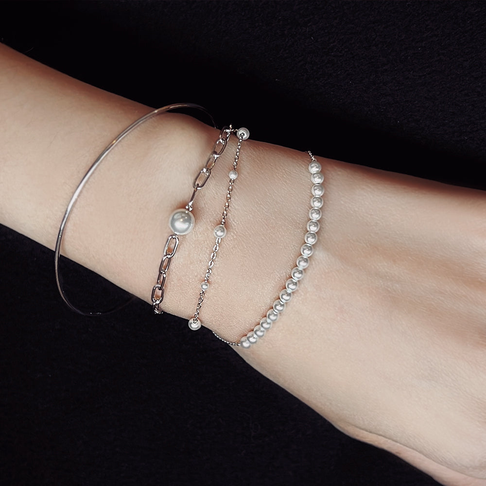 Mini Freshwater Pearl Station 925 Bracelet