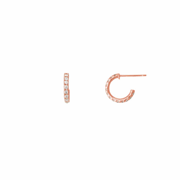 Cubic Zirconia 925 Silver Hoop Push back Earrings