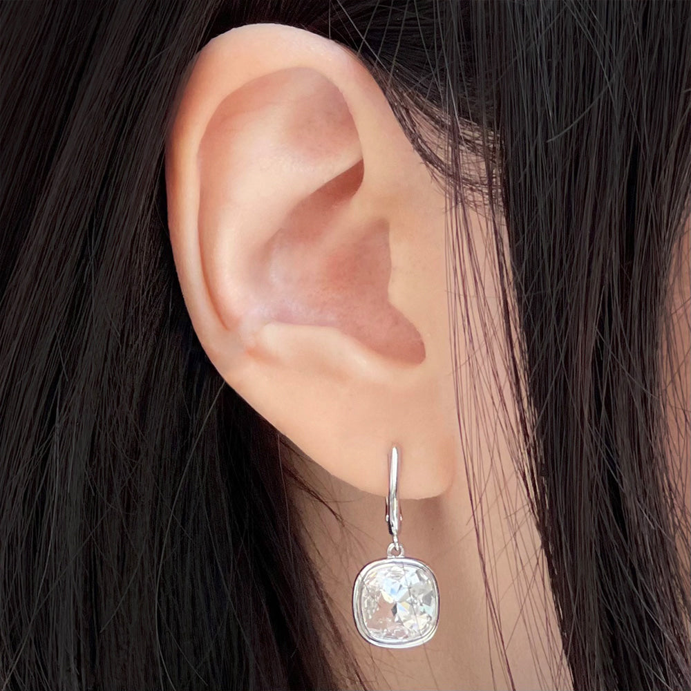 Large Square Cubic Zirconia Stone Earrings