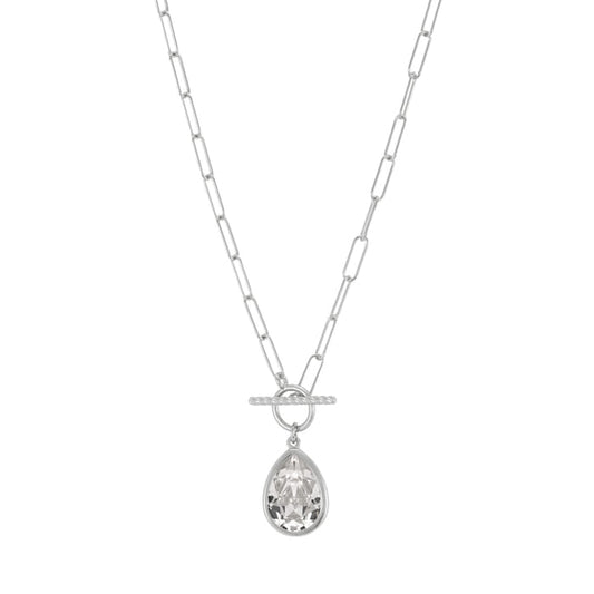 Toggle Oval CZ Charm Paperclip Chain