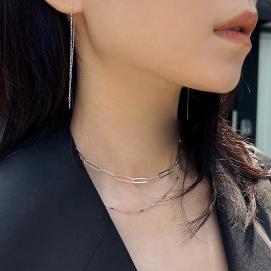 Bar Station Chain Solid 925 Silver Necklace