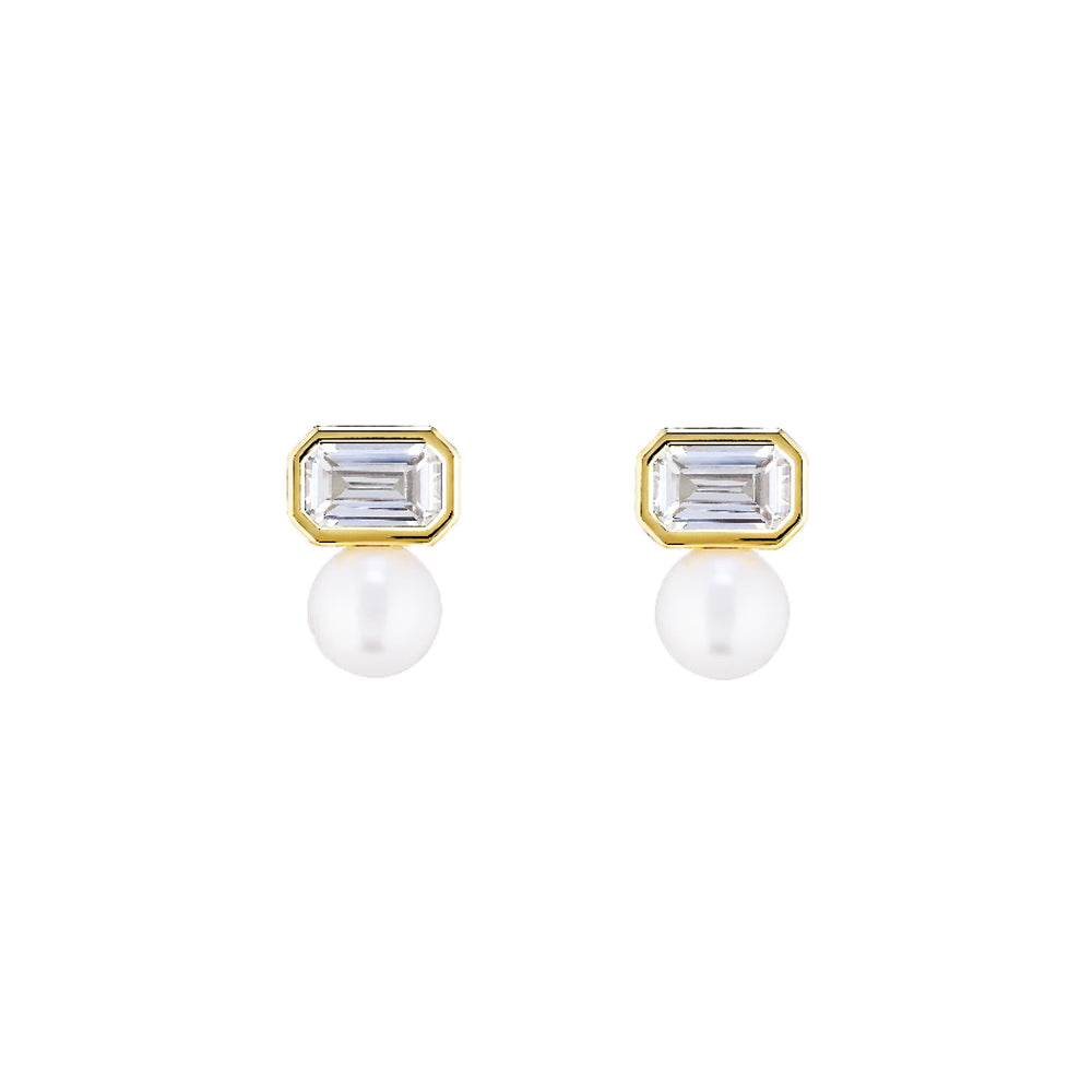 Swarovski Pearl Square Cubic 5mm Stud Earrings