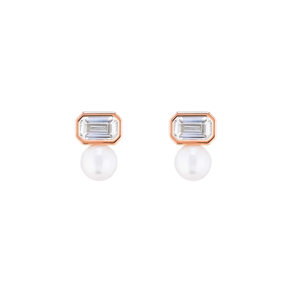 Swarovski Pearl Square Cubic 5mm Stud Earrings