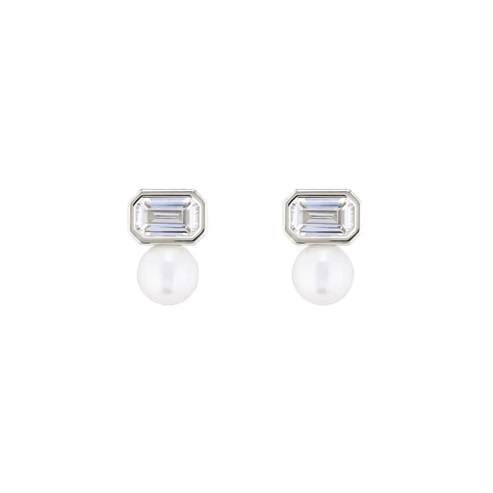 Swarovski Pearl Square Cubic 5mm Stud Earrings