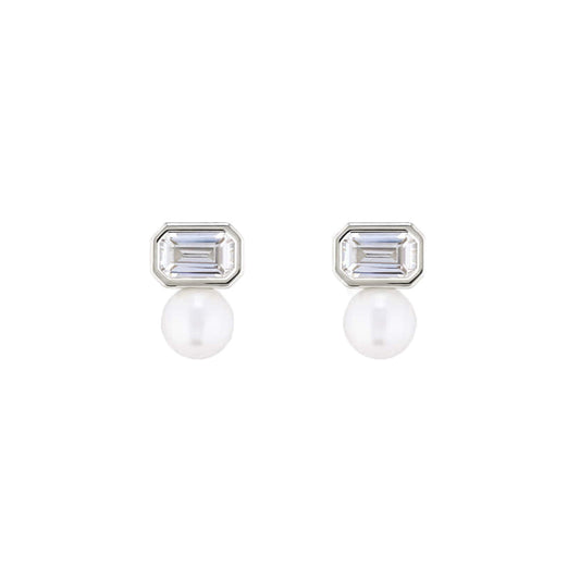Swarovski Pearl Square Cubic 5mm Stud Earrings