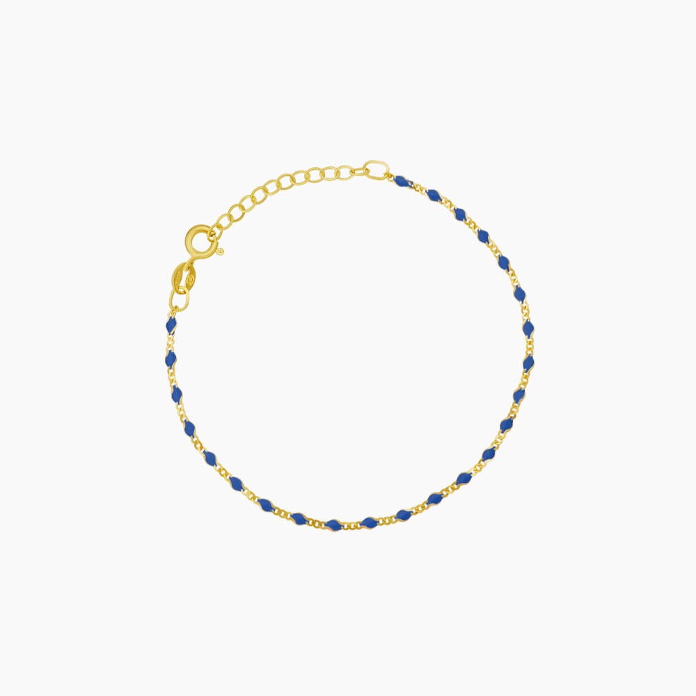 Color Enamel Bead Station Chain Bracelet Solid Silver