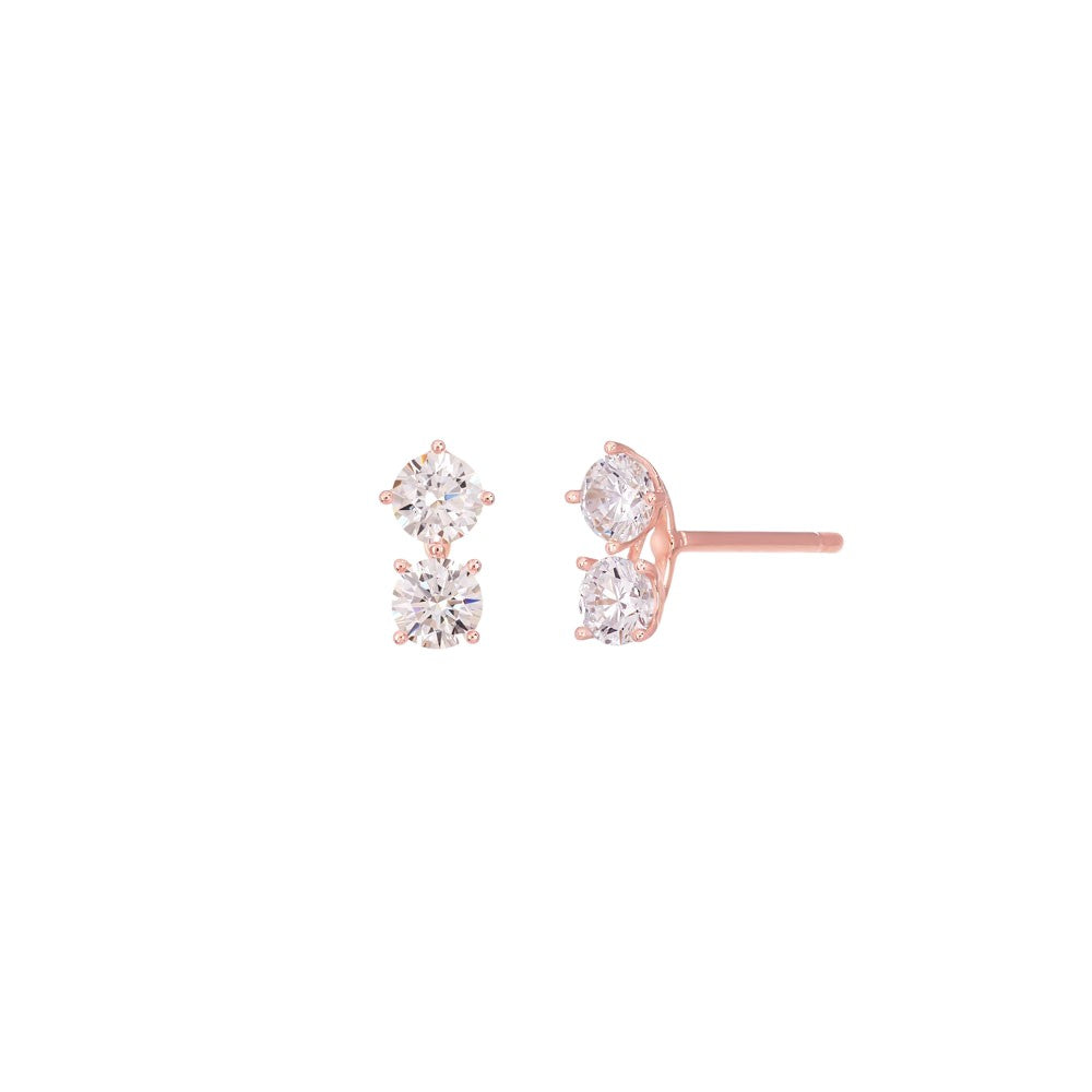 Tiny Double Cubic Zirconia Stud Earrings