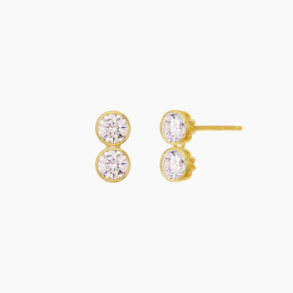 Double Cubic Zirconia Drop Earrings