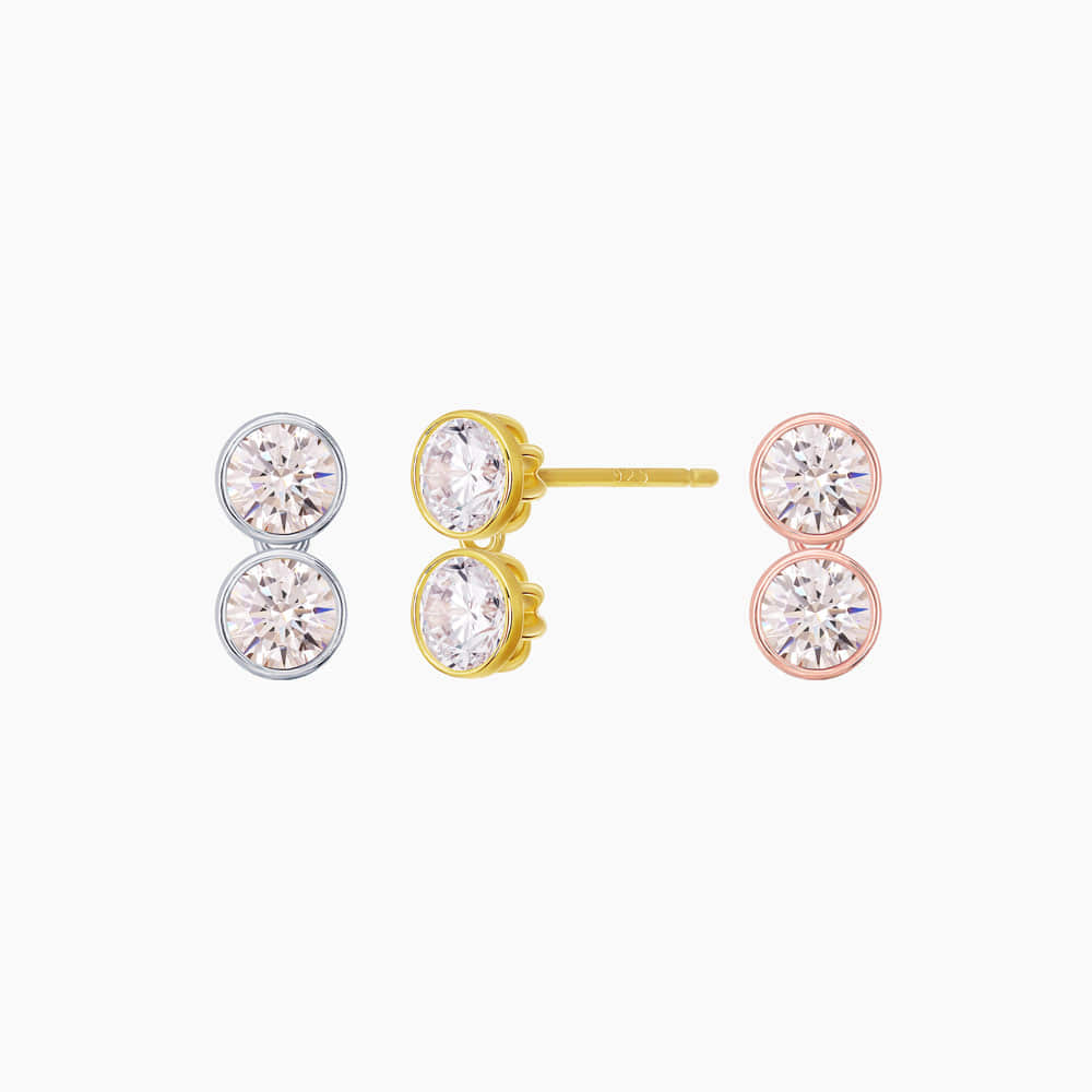 Double Cubic Zirconia Drop Earrings