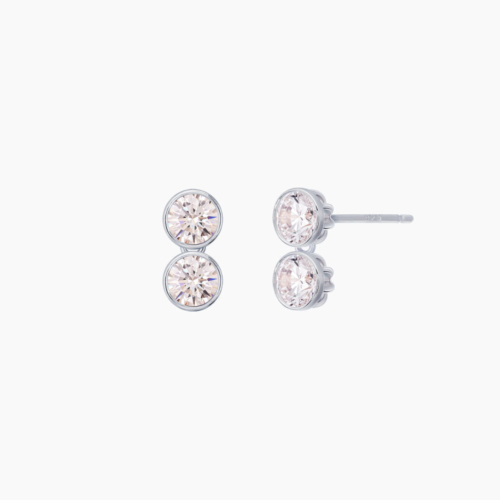 Double Cubic Zirconia Drop Earrings