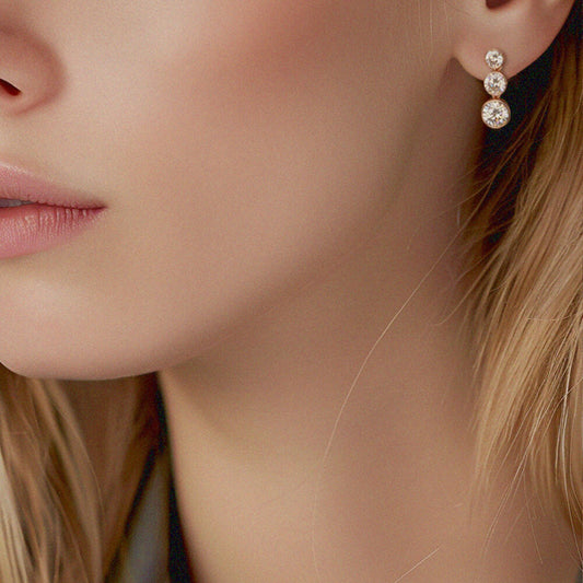 Triple Cubic Zirconia Drop Earrings