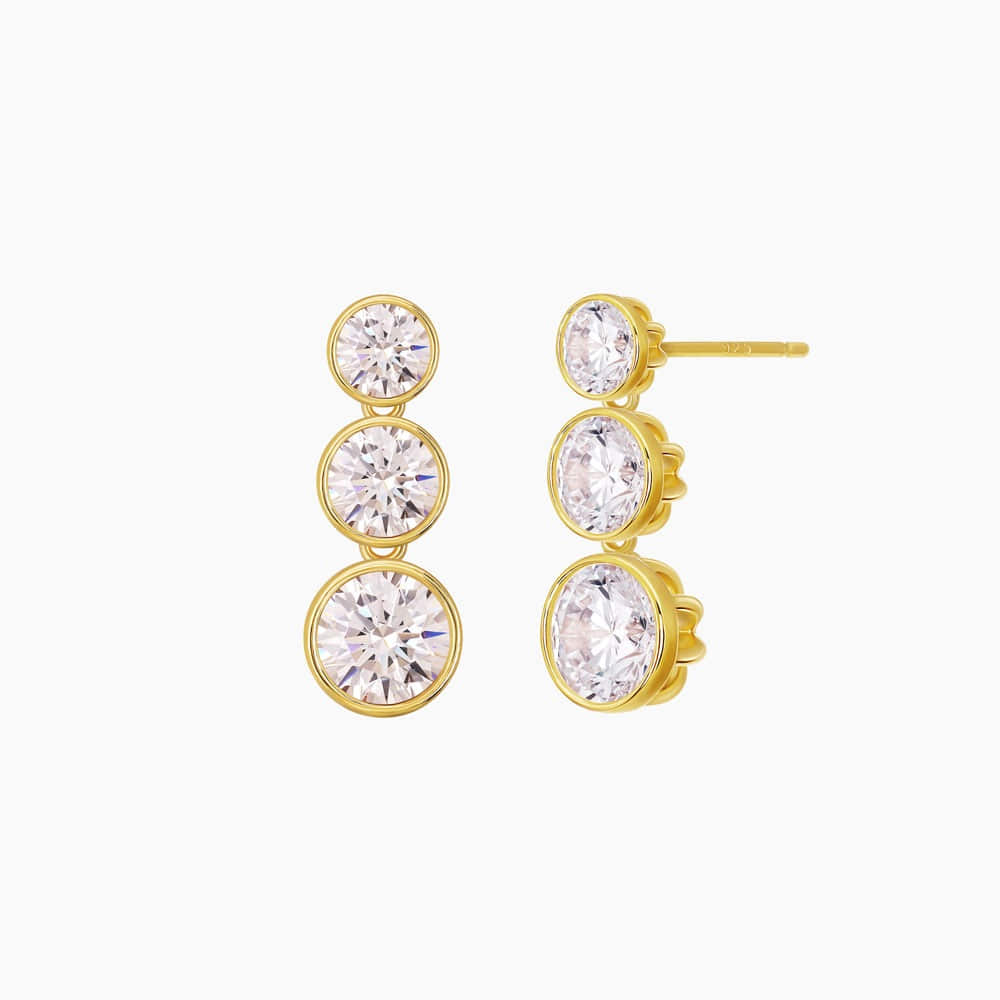 Triple Cubic Zirconia Drop Earrings